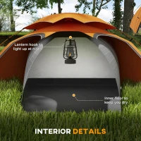 Outsunny Aluminium Frame Camping Tent Dome Tent with Removable Rainfly, 2000mm Waterproof, for 1-2 Man, Orange(m-5)