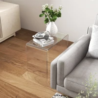 HOMCOM Tavolino da Salotto in Acrilico a U con Bordi Lisci e Angoli Arrotondati, 53.5x30.5x53.5 cm, Trasparente(m-7)