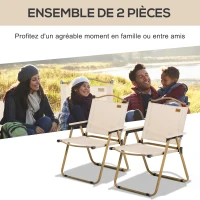 Outsunny Lot de 2 chaises de camping chaise de pêche pliante - tissu Oxford et structure acier 54 x 59 x 78 cm kaki(m-4)