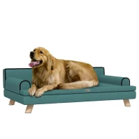 PawHut Dog Sofa, with Wooden Legs, Water-Resistant Fabric, for Medium & Large Dogs - Green(m-1)