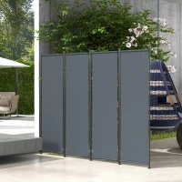 Outsunny Biombo de 4 Paneles Separador de Ambientes Plegable 223x170 cm Biombo Exterior para Terraza Patio Jardín Gris Oscuro(m-2)