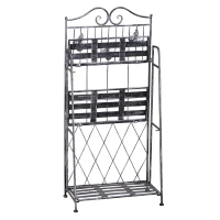 Outsunny Étagère de rangement pliable 3 niveaux néo-rétro fer forgé dim. 44L x 25l x 96H cm gris métal aspect vieilli(m-8)