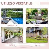 Outsunny Tavolino da Giardino Pieghevole Salvaspazio in Rattan Sintetico e Acciaio, 40x40x40cm, Grigio(m-7)