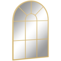 HOMCOM Miroir mural en métal cadre doré en forme de voûtée – 91 x 60 cm – décoration pour entrée ,chambre à coucher, salon