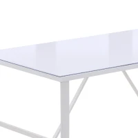 HOMCOM Escritorio Mesa de Ordenador 120x60x74,5 cm con Tablero de Vidrio Templado y Patas de Metal Carga 80 kg Estilo Moderno para Oficina Estudio Dormitorio Blanco(m-8)