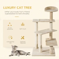 PawHut 100 cm Cat Tree for Indoor Cats Kitten Scratch Scratching Post Climbing Tower Activity Centre Beige(m-4)