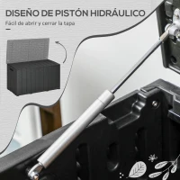 Outsunny Baúl de Exterior 366L Arcón para Jardín de Plástico de Doble Pared con Ruedas y Asas 122,4x62x64,5 cm Negro(m-5)