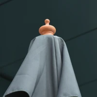 Outsunny Ombrellone da Giardino 3x3m con 8 Stecche in Bamboo e Copertura Parasole a 2 Livelli, Grigio(m-9)