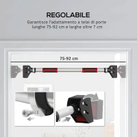 SPORTNOW Sbarra per Trazioni a Larghezza Regolabile con Impugnature Antiscivolo, 75-92x10x7 cm, Rosso e Nero(m-5)