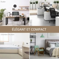 HOMCOM Bureau avec rangement bureau informatique avec 4 étagères, grand plateau et panneau noir pour salon chambre 120L x 53l x 126H cm, chêne et noir(m-7)