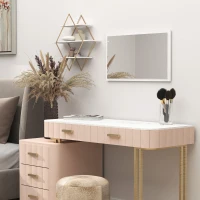 HOMCOM Miroir mural miroir rectangulaire 70 x 40 cm, verre épais 20 mm, pour salon, chambre à coucher, salle de bain, blanc(m-7)