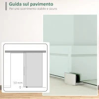 HOMCOM Porta Scorrevole in Vetro Trasparente con Binario e Maniglia in Alluminio per Bagno Cucina Studio 210x75x0.8cm(m-5)