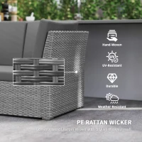 Outsunny Seven-Piece Rattan Garden Sofa Set, with Expanding Table - Light Grey(m-6)