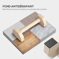 SPORTNOW Lot de 2 barres parallèles poignée Push-up parallettes en bois de hêtre antidérapantes finition bois naturel(m-5)
