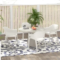 Outsunny Set 4 Sedie da Giardino in Plastica Impilabili con Braccioli e Schienale Alto in PP, Bianco(m-2)