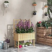 Outsunny 45 x 105cm Wooden Garden Planter, with Trellis - Natural(m-2)
