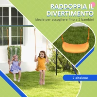 Outsunny Altalena per Bambini 3-8 Anni con 2 Seggiolini e 4 Picchetti, in Metallo e PP, 269x160x180 cm(m-4)