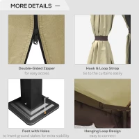 Outsunny 3 x 3(m) Patio Gazebo Canopy Garden Pavilion Tent Shelter with 2 Tier Water Repellent Roof, Mosquito Netting and Curtains, Aluminium Frame, Beige(m-5)