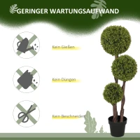 HOMCOM Künstlicher Buchsbaum, Kunstpflanze, realistisches Aussehen, Outdoor, Grün + Schwarz(m-6)