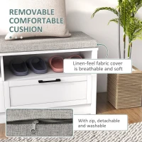 HOMCOM Shoe Bench with Removable Cushion, Shoe Storage Bench with Padded Seat, Open Compartments and Drawers for Entryway Hallway(m-5)
