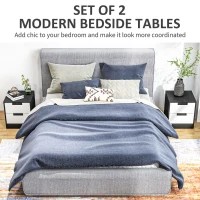 HOMCOM Set of Two Monochrome Two-Drawer Bedside Tables(m-4)