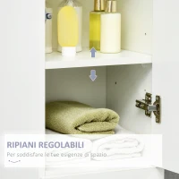 kleankin Colonna Bagno con Cassetto e 2 Armadietti Bianco Lucido, 30x28x170cm(m-7)