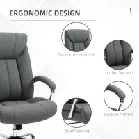 Vinsetto  Office Chair, Fabric Desk Chair, Padded Executive Chair with Adjustable Height, Swivel Wheels, Metal Star Base, Grey(m-8)