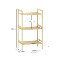 HOMCOM Three-Tier Bamboo Adjustable Shelf Storage Unit(m-3)