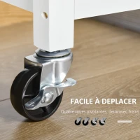 HOMCOM Desserte de cuisine multi-rangements - dim. 108L x 45l x 89H cm - poignées métal MDF blanc plateau bois hévéa(m-5)