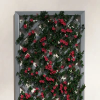 Outsunny Fioriera con Grigliato Posteriore e Fessura di Drenaggio, in Legno Composito, 65x33.5x135 cm, Grigia(m-8)