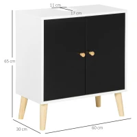 kleankin Modern Bathroom Sink Cabinet, Under Sink Storage Cabinet, with Adjustable Shelf and Solid Wood Legs, Black and White(m-3)
