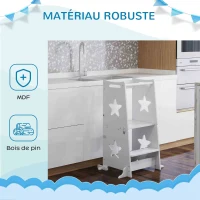 AIYAPLAY Tour d'observation enfant tour d'apprentissage enfant structure trapézoïdale 60 x 44,5 x 86 cm blanc(m-6)