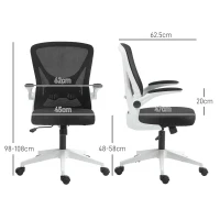 Vinsetto Mesh Back Office Chair, with Flip-Up Arms - Black and White(m-3)