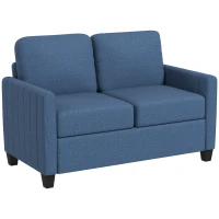 HOMCOM Modern Boxy Linen-Look Two-Seater Sofa - Blue(m-11)