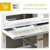 PawHut Wooden Pet Hutch, Two-Tier Cage with Rain Cover, Wheels, White(m-7)