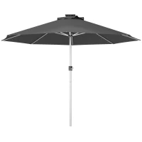 Outsunny 3m Parasol, with Solar-Powered LED Lights - Grey(m-1)