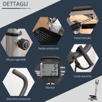 HOMCOM Stepper con Manubrio Regolabile, Monitor LCD ed Elastici, 55x53x118-128cm, Nero(m-6)