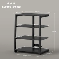 HOMCOM HiFi Stand, with Four Storage Shelves - Black(m-3)