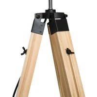 HOMCOM Lampadaire trépied hauteur réglable  65 x 65 x 99-143 cm lampe de sol 40 W bois style nordique gris(m-7)