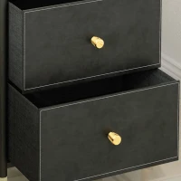 HOMCOM Faux Leather Front Chest of Three Drawers - Black(m-8)