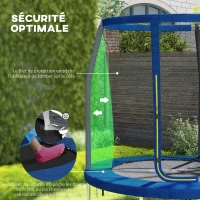 SPORTNOW Trampoline pour enfant trampolines de jardin avec filet de sécurité structure en acier Ø 183 x 200 cm bleu(m-4)