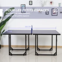 HOMCOM Table de tennis de table table de ping-pong avec filet se transforme en 2 tables pieds pliables, 182 x 91 x 76 cm bleu(m-5)