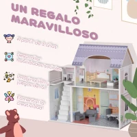 AIYAPLAY Casa de Muñecas con Muebles y Accesorios con Balcón 2 Pisos Juguete para Niños y Niñas a Partir de 3 Años Multicolor(m-6)