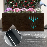 Outsunny Fioriera con Grigliato Posteriore e Fessura di Drenaggio, in Legno Composito, 65x33.5x135 cm, Grigia(m-6)