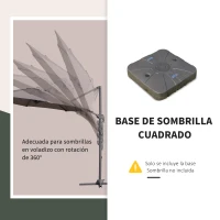 Outsunny Base para Sombrilla Excentrica Grande Rellenable de Arena y Agua con 4 Ruedas para Exteriores Patio Jardín 88x88x19 cm Café(m-4)