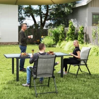 Outsunny Set of Two Folding Outdoor Chairs - Black/Grey(m-2)