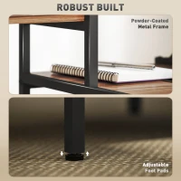 HOMCOM Computertafel met Monitorstandaard en 4-laags Rek, Industrieel Ontwerp, Bruin(m-9)