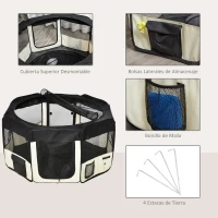 PawHut Parque Plegable para Perros de 8 Paneles Parque de Juego para Mascotas con Bolsa de Transporte Ø120x58 cm Negro(m-5)