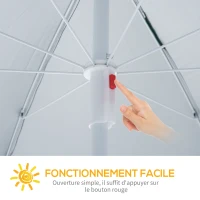 Outsunny Parasol de plage Ø 2,2 x 2,2 cm protection UV sac transport, sardines et lestage intégrés crème(m-4)