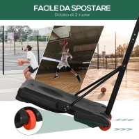 SPORTNOW Canestro Basket per Adulti, Altezza Regolabile 2.1-2.4 m, Ruote e Base Riempibile, Giallo(m-6)